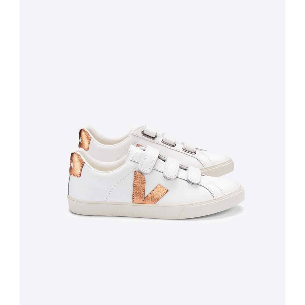 Veja 3-LOCK LEATHER Sneakers Dames White/Orange | BE 604UZG